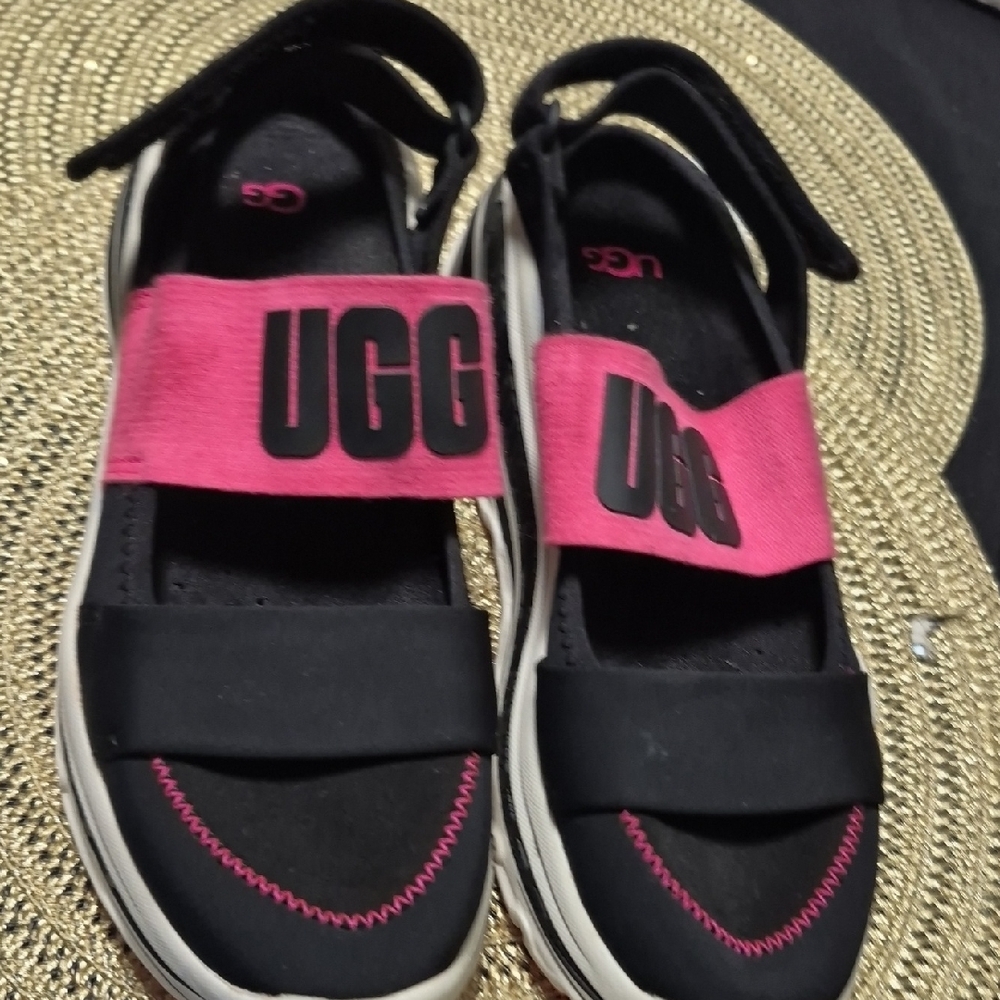 UGG Black and Pink Women's Sandals